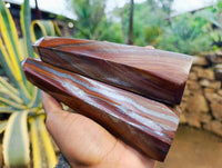 Polished Banded Tiger Iron Towers x 2 From Northern Cape, South Africa