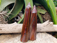 Polished Banded Tiger Iron Towers x 2 From Northern Cape, South Africa