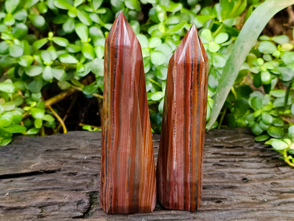 Polished Banded Tiger Iron Towers x 2 From Northern Cape, South Africa