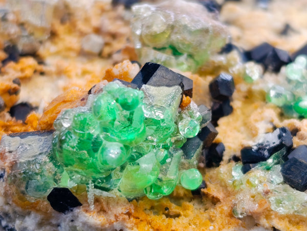 Natural Hyalite Opal Specimens with Black Tourmaline x 1 From Erongo, Namibia
