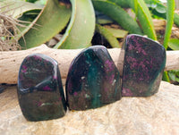 Polished Ruby Corundum In Chrome Verdite Standing Free Forms x 3 From Zimbabwe - Toprock Gemstones and Minerals 