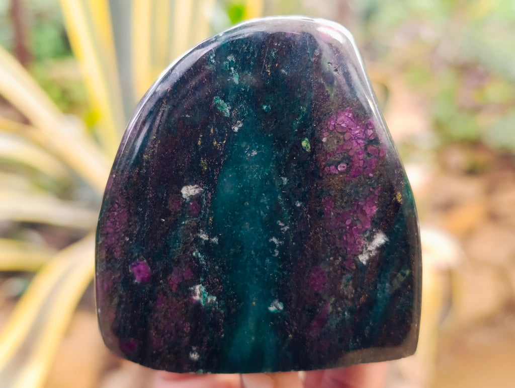 Polished Ruby Corundum In Chrome Verdite Standing Free Forms x 3 From Zimbabwe - Toprock Gemstones and Minerals 