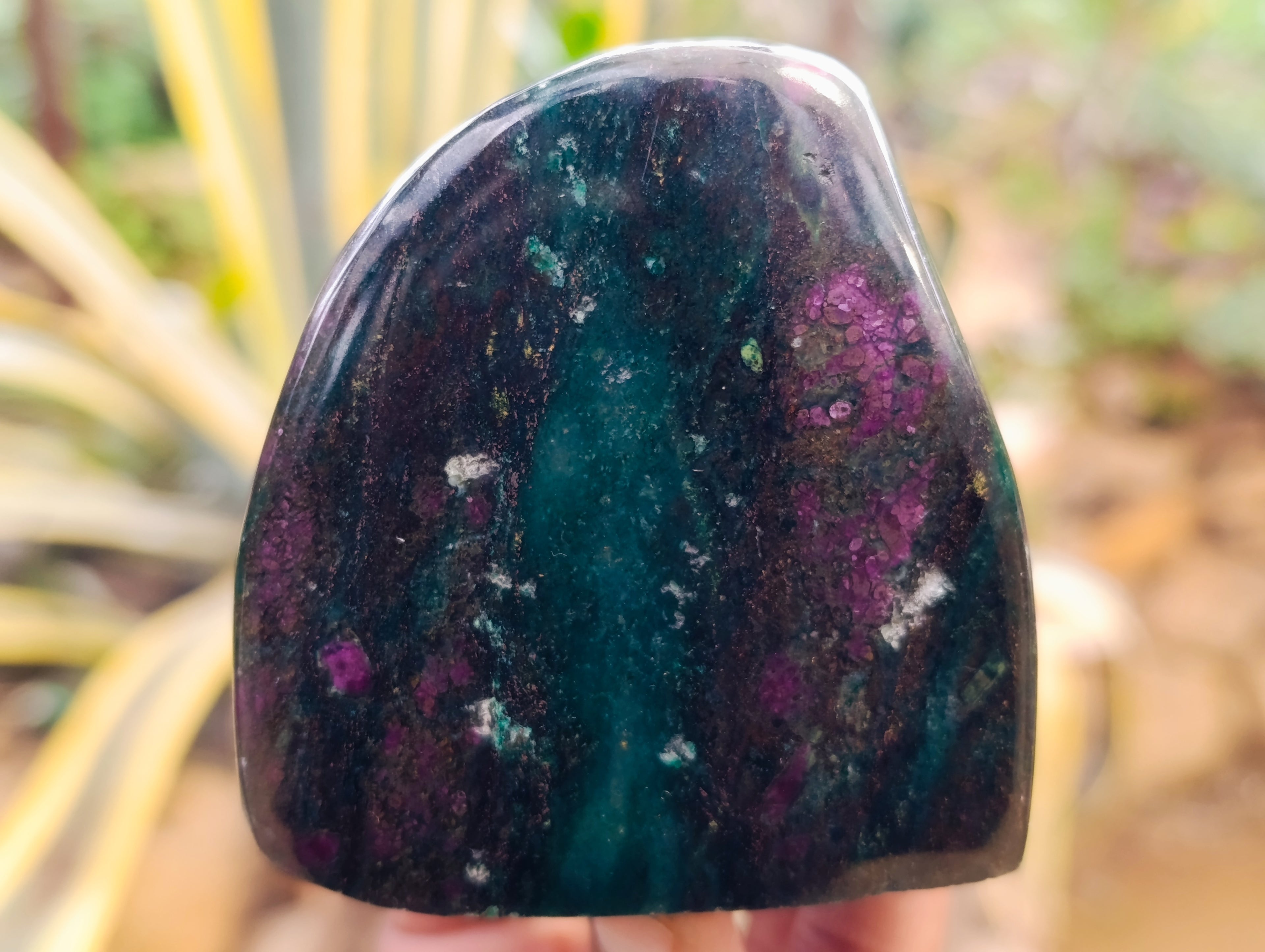 Polished Ruby Corundum In Chrome Verdite Standing Free Forms x 3 From Zimbabwe - Toprock Gemstones and Minerals 