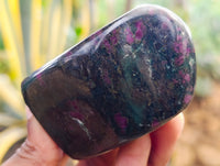 Polished Ruby Corundum In Chrome Verdite Standing Free Forms x 3 From Zimbabwe - Toprock Gemstones and Minerals 