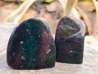 Polished Ruby Corundum In Chrome Verdite Standing Free Forms x 3 From Zimbabwe - Toprock Gemstones and Minerals 