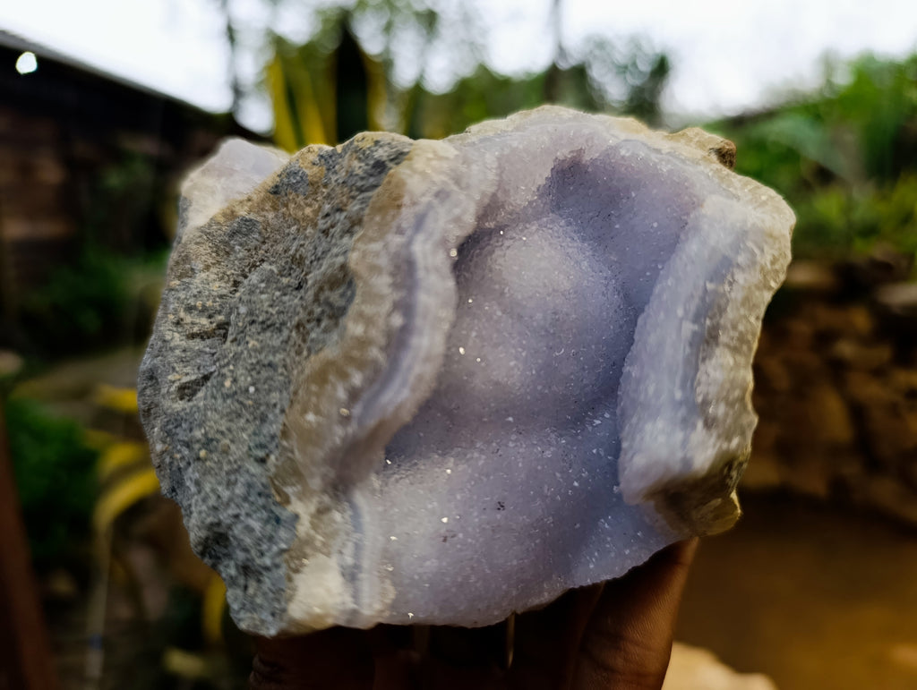 Natural Blue Lace Agate Geode Specimens x 3 From Nsanje, Malawi - Toprock Gemstones and Minerals 
