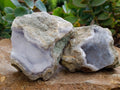 Natural Blue Lace Agate Geode Specimens x 3 From Nsanje, Malawi - Toprock Gemstones and Minerals 