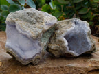 Natural Blue Lace Agate Geode Specimens x 3 From Nsanje, Malawi - Toprock Gemstones and Minerals 
