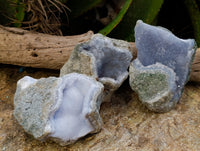 Natural Blue Lace Agate Geode Specimens x 3 From Nsanje, Malawi - Toprock Gemstones and Minerals 