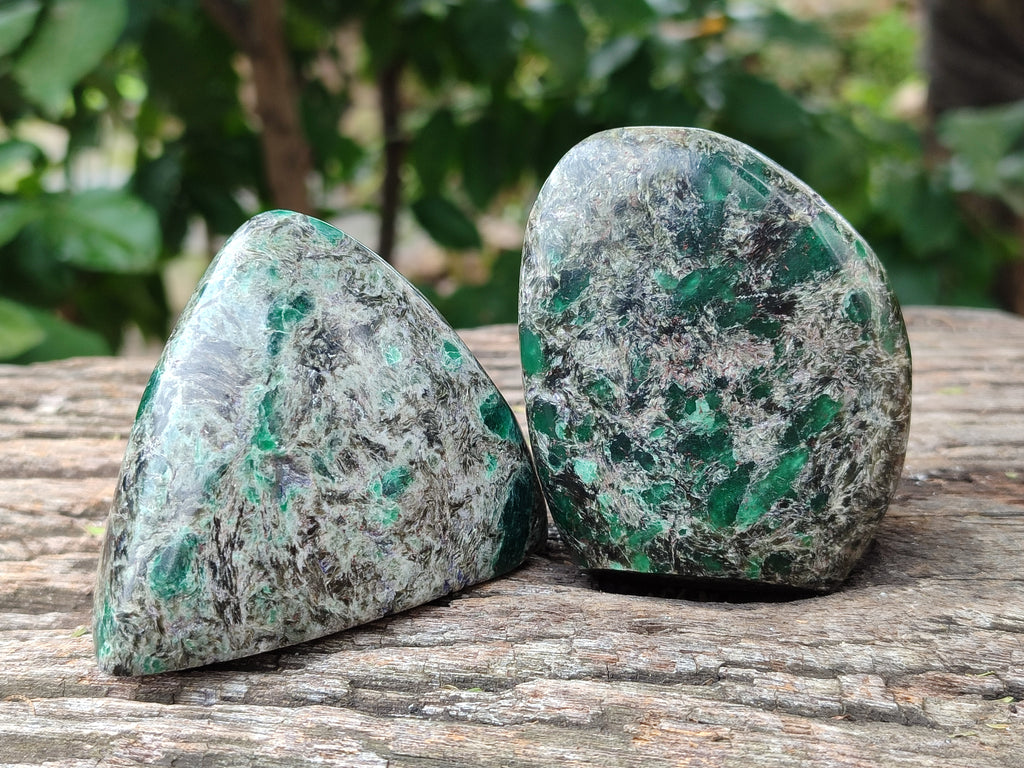 Polished Emerald Mica In Matrix Standing Free Forms x 6 From Mutoko, Zimbabwe - Toprock Gemstones and Minerals 