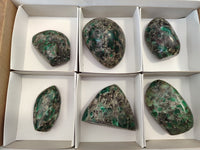 Polished Emerald Mica In Matrix Standing Free Forms x 6 From Mutoko, Zimbabwe
