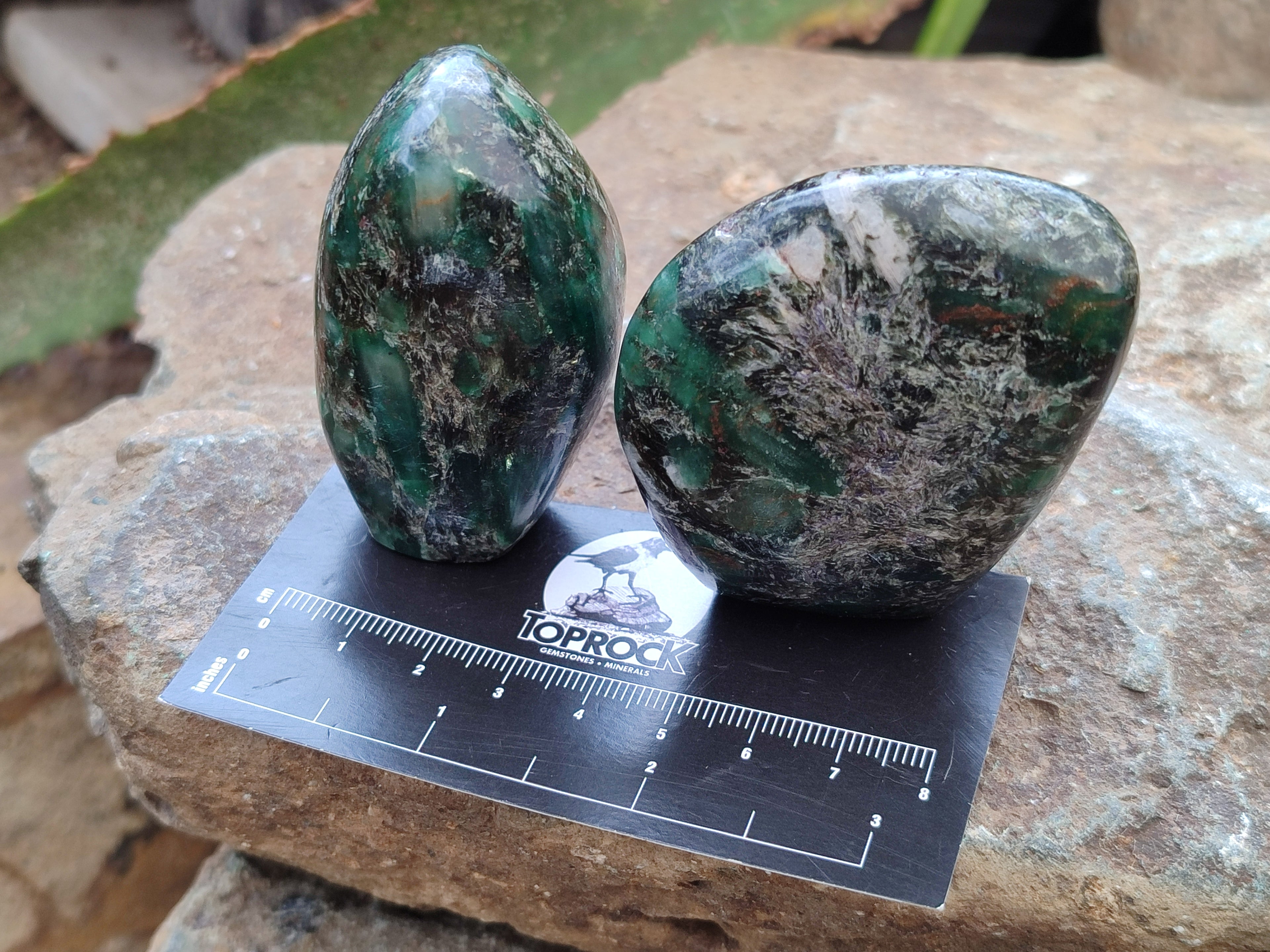 Polished Emerald Mica In Matrix Standing Free Forms x 6 From Mutoko, Zimbabwe - Toprock Gemstones and Minerals 