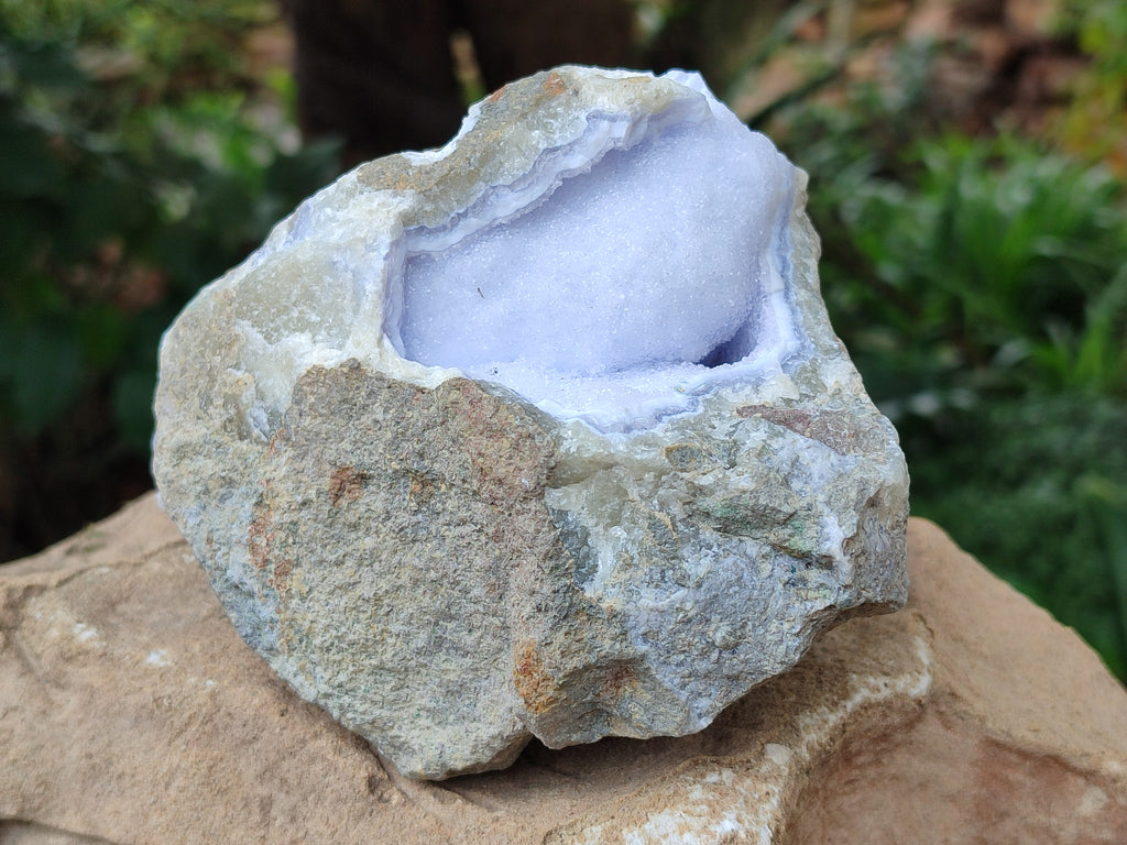 Natural Blue Lace Agate Geode Specimens x 3 From Nsanje, Malawi - Toprock Gemstones and Minerals 
