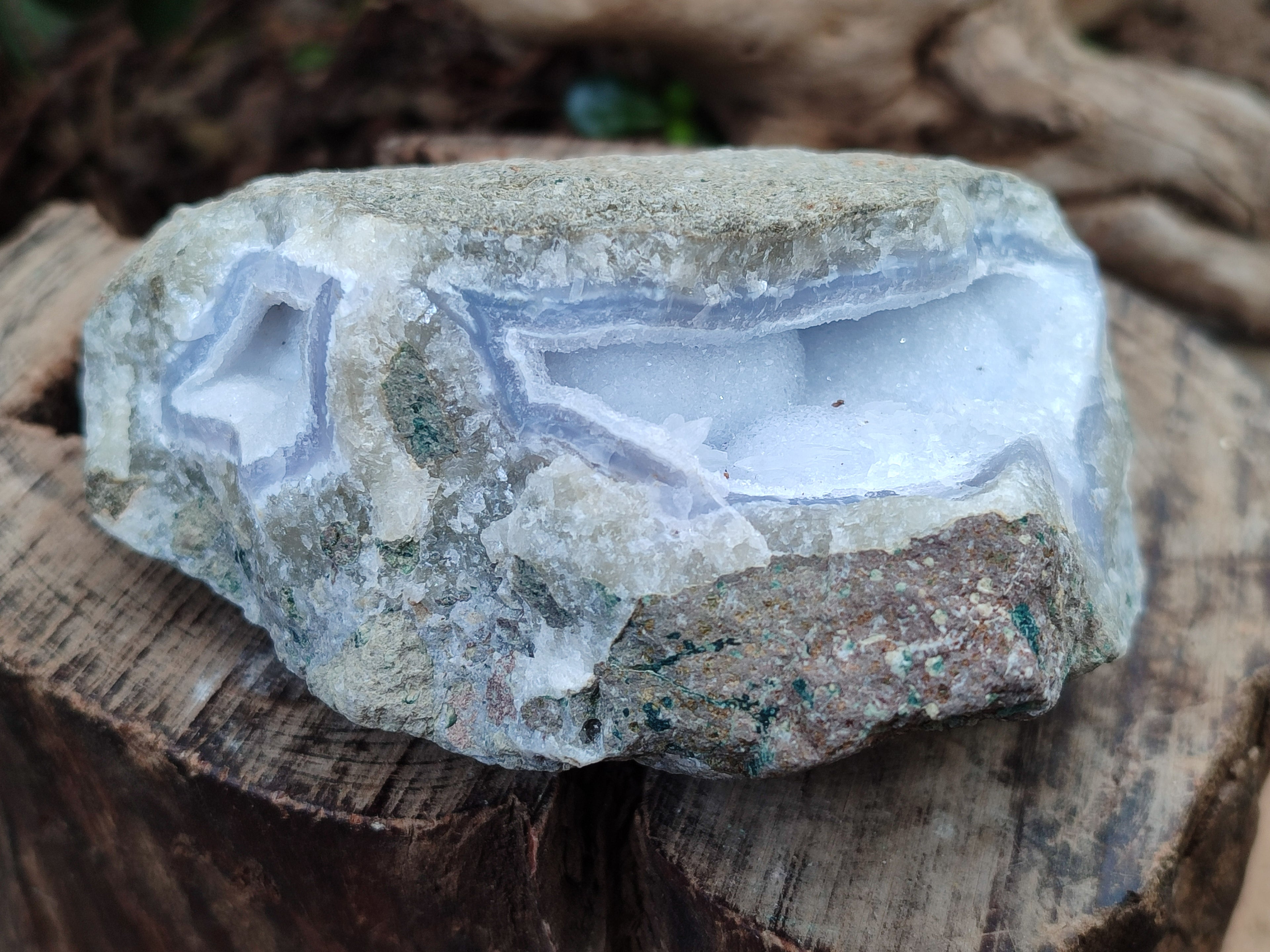Natural Blue Lace Agate Geode Specimens x 3 From Nsanje, Malawi - Toprock Gemstones and Minerals 