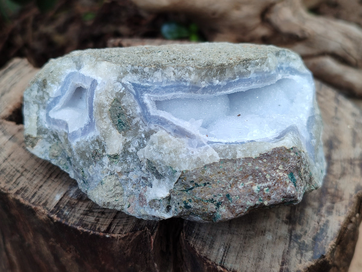 Natural Blue Lace Agate Geode Specimens x 3 From Nsanje, Malawi - Toprock Gemstones and Minerals 