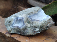 Natural Blue Lace Agate Geode Specimens x 3 From Nsanje, Malawi