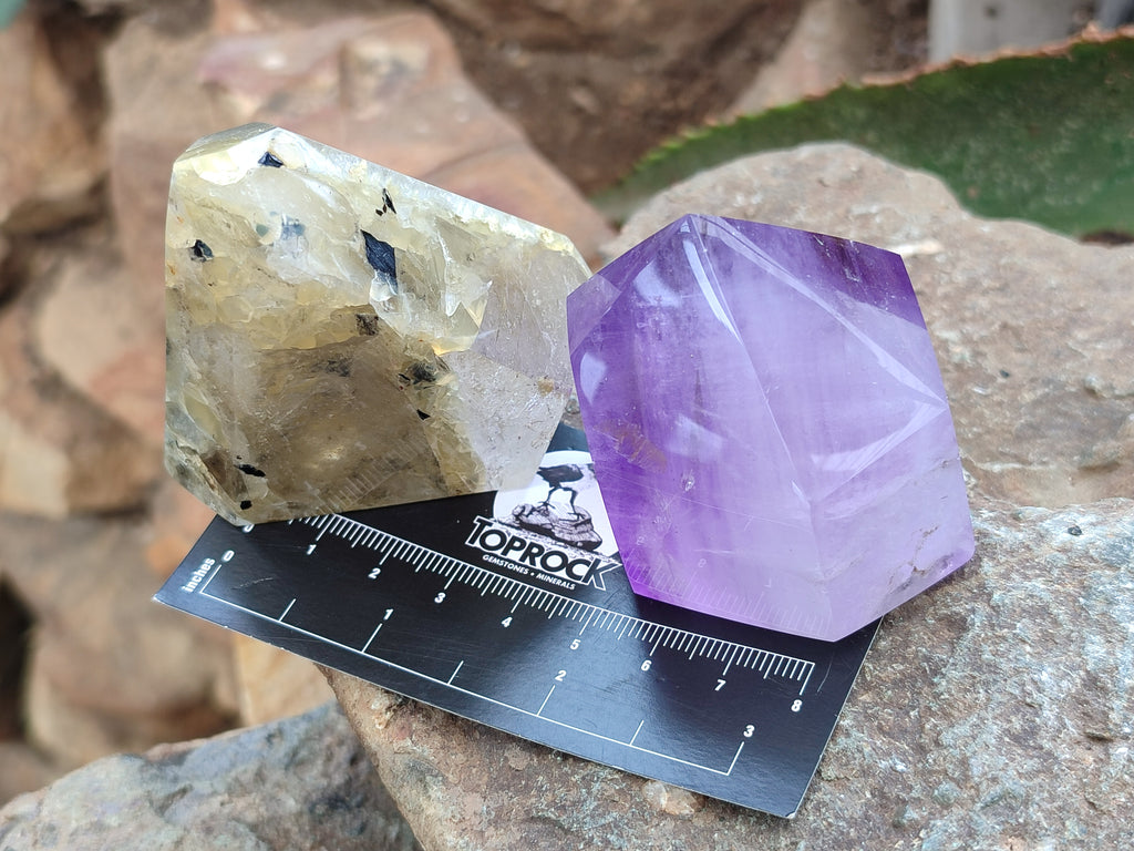 Polished Quartz Crystal Points with Various Inclusions x 6 From Madagascar - Toprock Gemstones and Minerals 