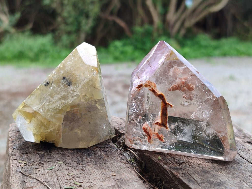 Polished Quartz Crystal Points with Various Inclusions x 6 From Madagascar - Toprock Gemstones and Minerals 