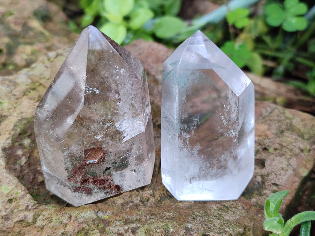 Polished Quartz Crystal Points with Various Inclusions x 6 From Madagascar - Toprock Gemstones and Minerals 