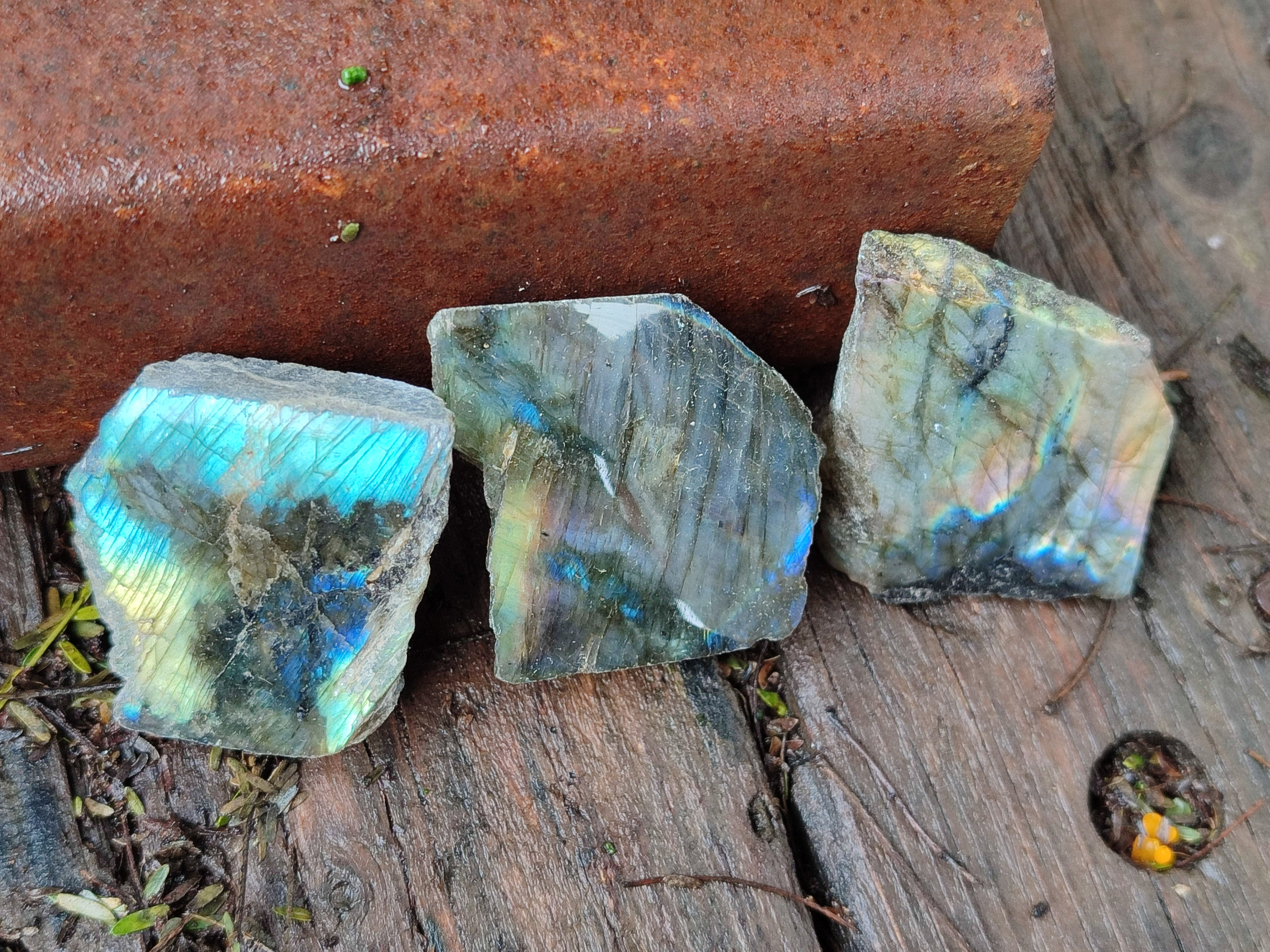 Polished On One Side Labradorite Plates x 35 From Tulear, Madagascar - Toprock Gemstones and Minerals 