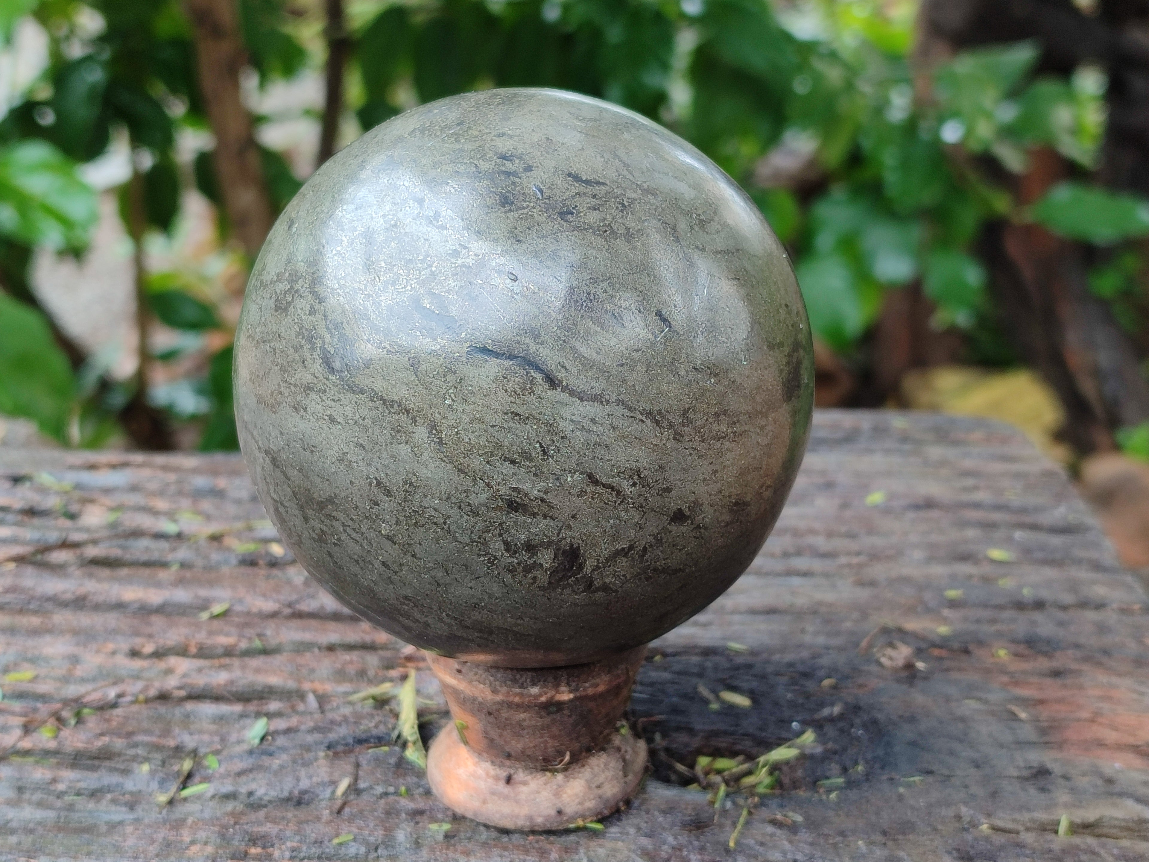 Polished Rare Pharaoh Stone Pyrite in Basalt Sphere x 1 Iron Duke Mine, Zimbabwe - Toprock Gemstones and Minerals 