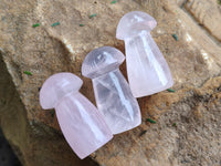 Polished Rose Quartz Mushrooms x 20 From Ambatondrazaka, Madagascar