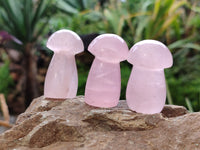 Polished Rose Quartz Mushrooms x 20 From Ambatondrazaka, Madagascar