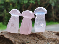 Polished Rose Quartz Mushrooms x 20 From Ambatondrazaka, Madagascar