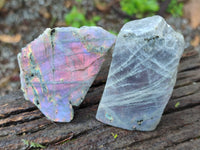 Polished On One Side Labradorite Plates x 12 From Tulear, Madagascar