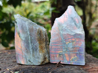 Polished On One Side Labradorite Plates x 12 From Tulear, Madagascar