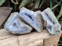 Natural Blue Lace Agate Geode Specimens x 24 From Nsanje, Malawi
