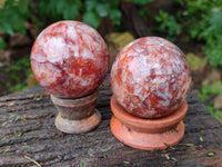Polished Red Hematoid Quartz Spheres x 5 From Ambatondrazaka, Madagascar