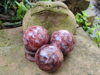 Polished Red Hematoid Quartz Spheres x 5 From Ambatondrazaka, Madagascar