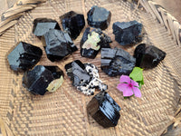 Natural Schorl Black Tourmaline with Hyalite Opal x 12 From Erongo, Namibia