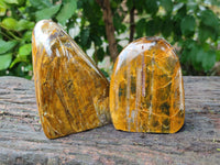 Polished Neolite Standing Free Forms x 3 From Prieska, South Africa