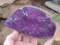 Polished Purpurite Coated with Resin On One Side x 2 From Erongo, Namibia