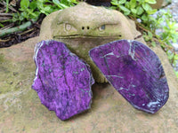 Polished Purpurite Coated with Resin On One Side x 2 From Erongo, Namibia