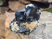 Natural Schorl Black Tourmaline with Fluorite and Hyalite x 6 From Erongo, Namibia