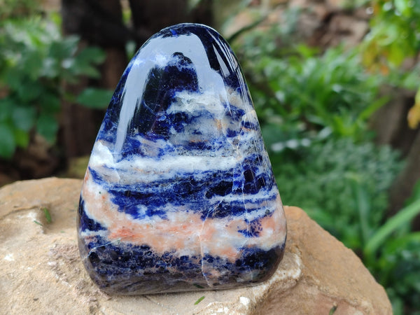 Polished Sodalite Standing Free Forms x 3 From Kunene River, Namibia