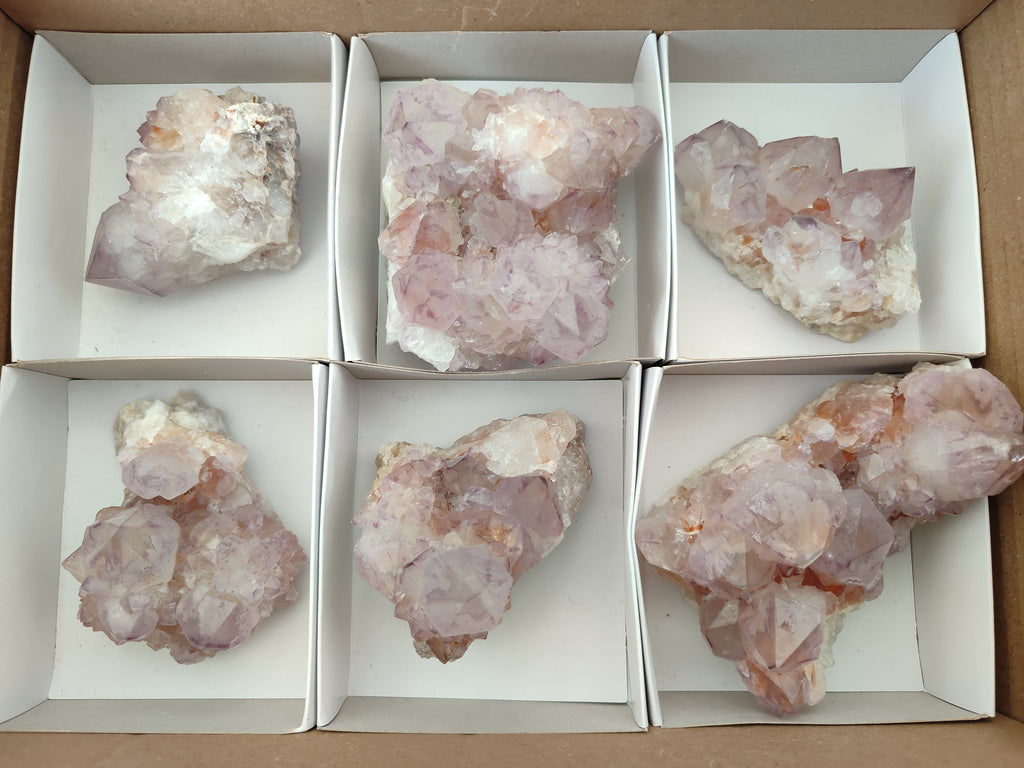 Natural Amethyst Spirit Quartz Clusters x 6 From Boekenhouthoek, South Africa - Toprock Gemstones and Minerals 
