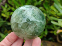 Polished Fluorescent Green Fluorite Spheres x 4 From Madagascar