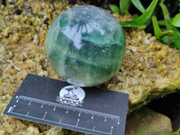 Polished Fluorescent Green Fluorite Spheres x 4 From Madagascar