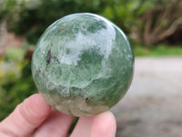 Polished Fluorescent Green Fluorite Spheres x 4 From Madagascar