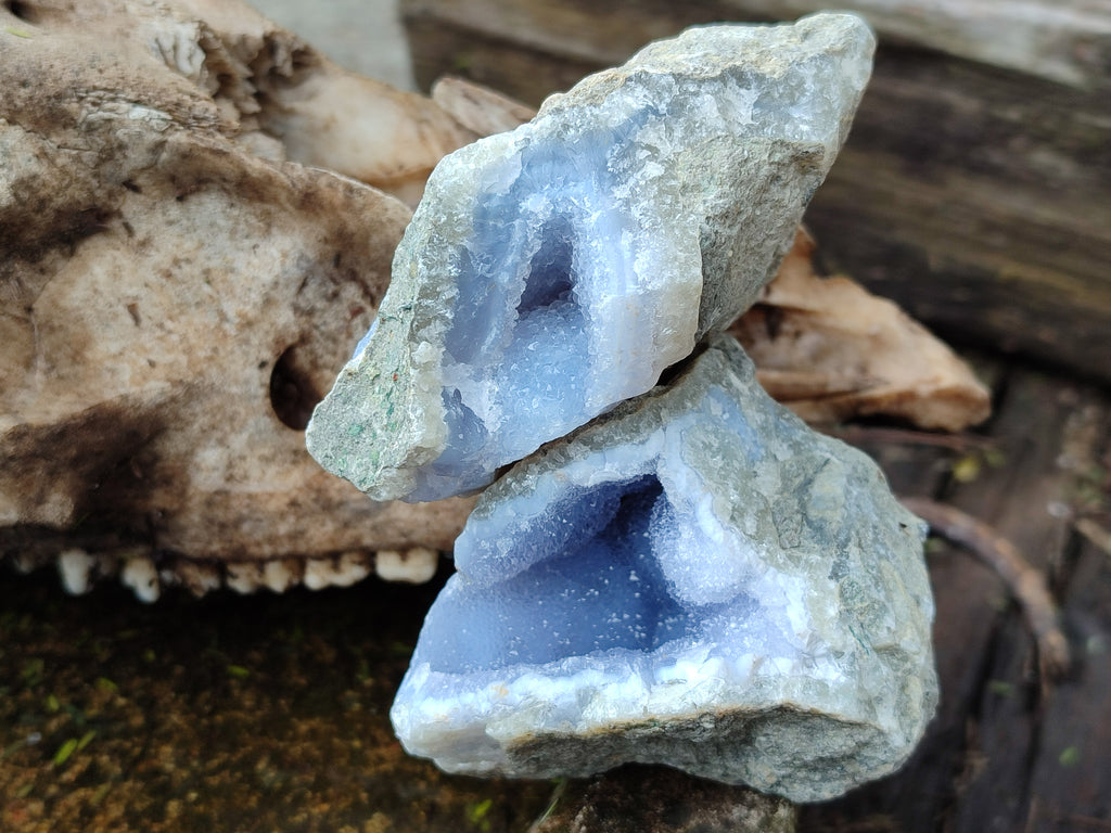 Natural Blue Lace Agate Geode Specimens x 12 From Nsanje, Malawi - Toprock Gemstones and Minerals 