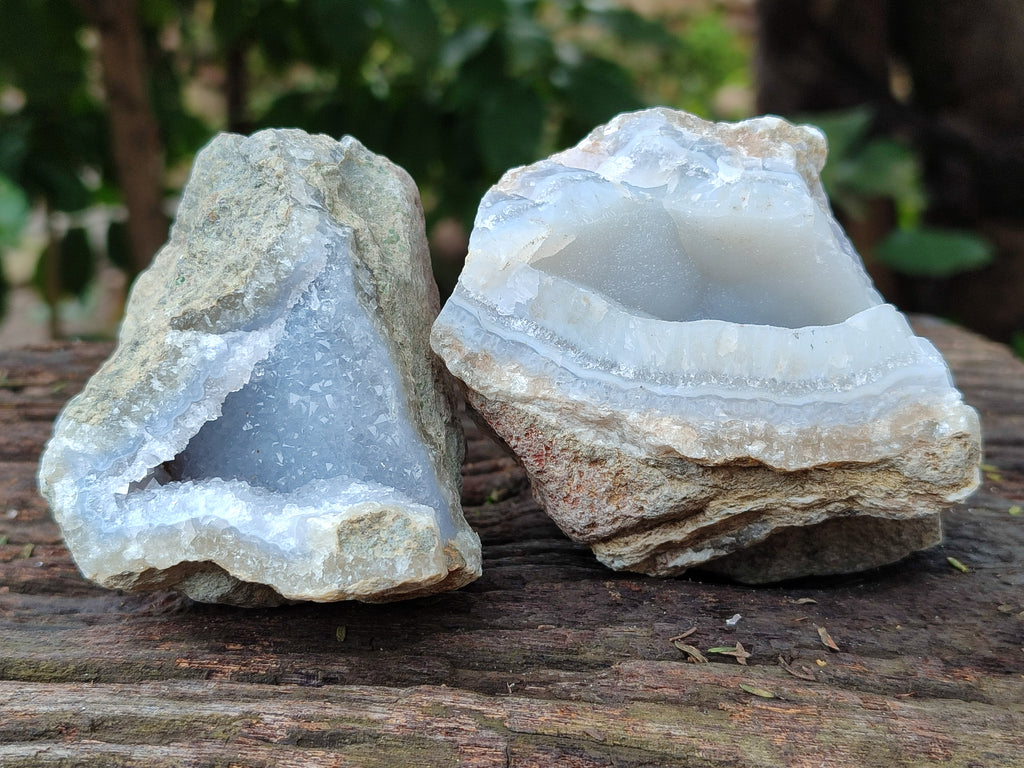 Natural Blue Lace Agate Geode Specimens x 12 From Nsanje, Malawi - Toprock Gemstones and Minerals 