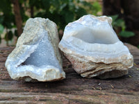Natural Blue Lace Agate Geode Specimens x 12 From Nsanje, Malawi