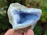 Natural Blue Lace Agate Geode Specimens x 12 From Nsanje, Malawi