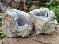 Natural Blue Lace Agate Geode Specimens x 12 From Nsanje, Malawi