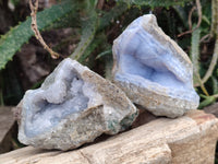 Natural Blue Lace Agate Geode Specimens x 12 From Nsanje, Malawi