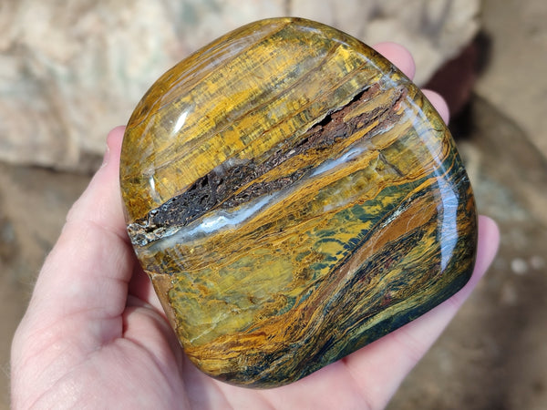 Polished Neolite Standing Free Forms x 3 From Prieska, South Africa